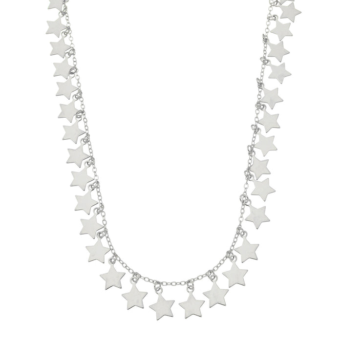 Colar de Estrelas Mira Folheado em Ródio Branco