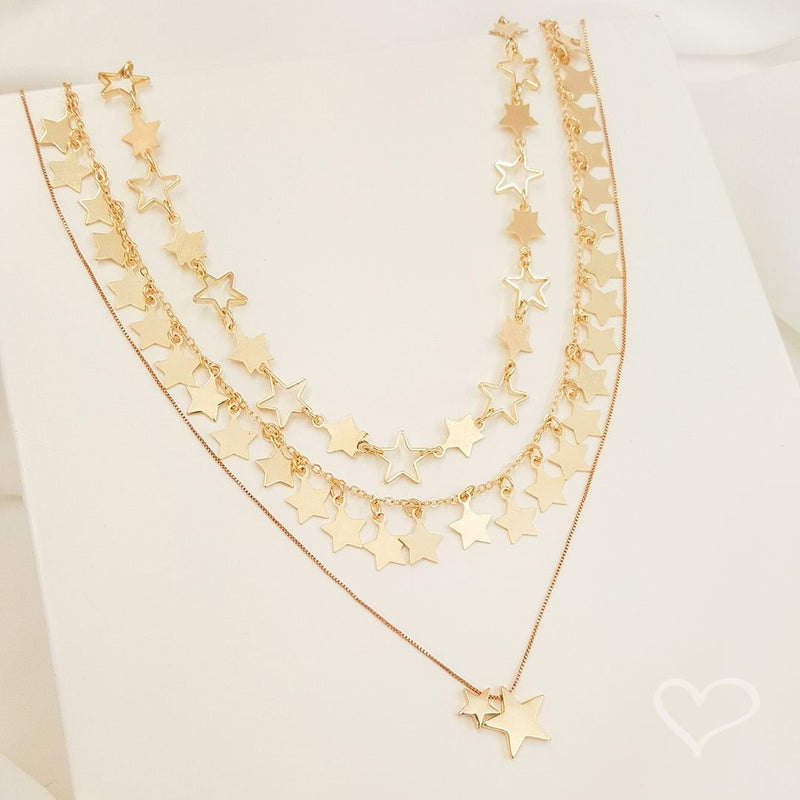 Choker Constelação Estrelas Sirius Folheada a Ouro 18k