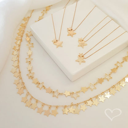 Choker Constelação Estrelas Sirius Folheada a Ouro 18k