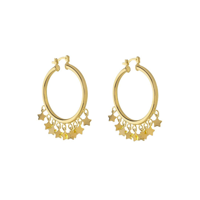 Brinco de Argola Yasmin Estrelas Folheado a Ouro 18k