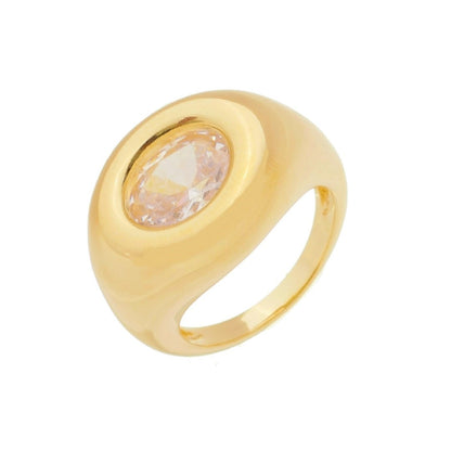 Anel Virginia Zircônia Cristal Folheado a Ouro 18k Piuka