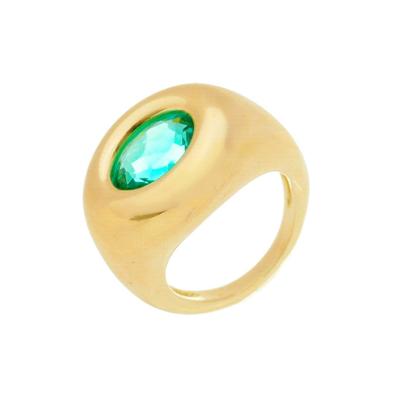 Anel Virginia Zircônia Turmalina Folheado a Ouro 18k Piuka