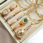 Anel Virginia Zircônia Turmalina Folheado a Ouro 18k Piuka