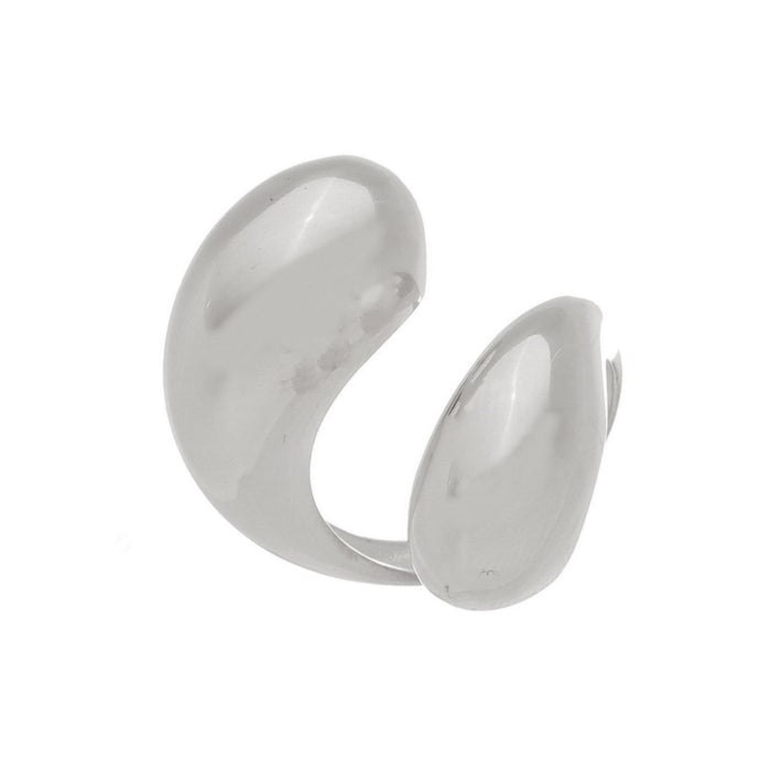 Anel Duplo Naomi Folheado em Ródio Branco