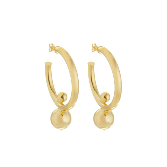 Brinco de Argola Tubo Bolas Mikaela Folheado a Ouro 18k