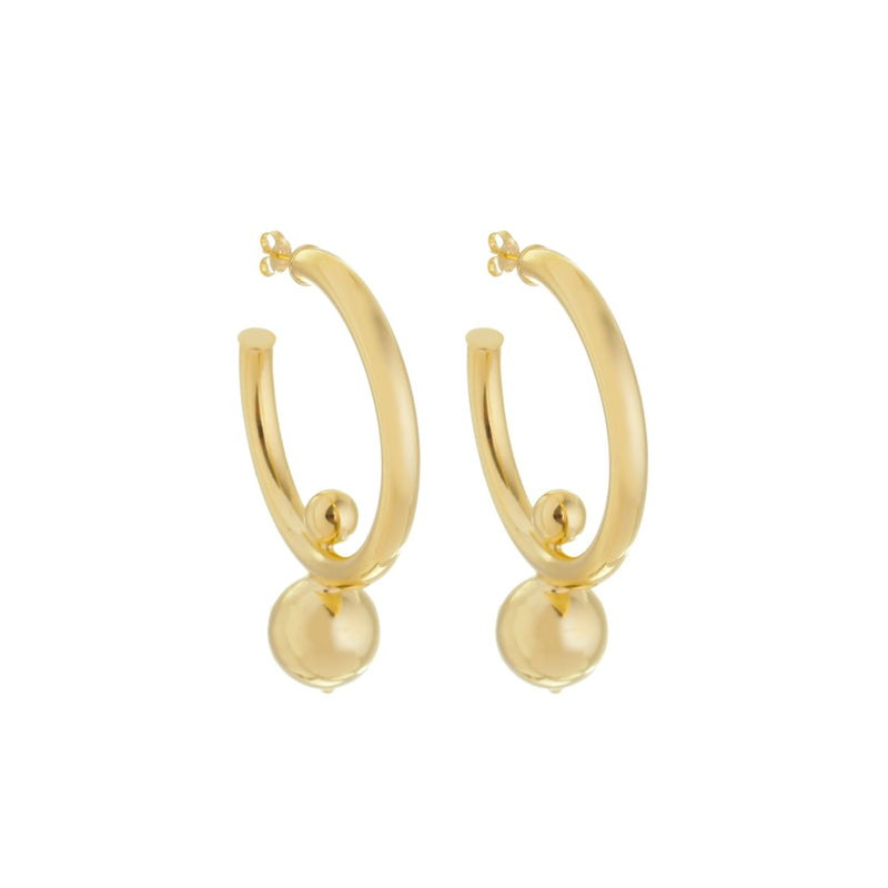 Brinco de Argola Tubo Bolas Mikaela Folheado a Ouro 18k