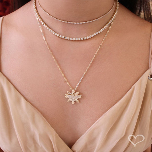 Colar Mandala Espírito Santo Zircônias Folheado a Ouro 18k