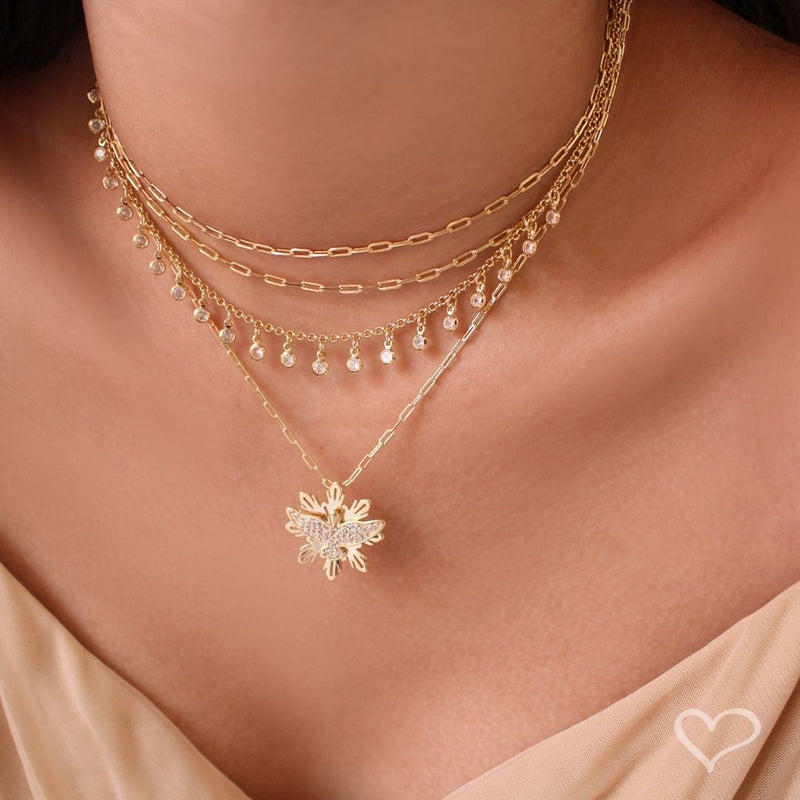 Colar Mandala Espírito Santo Zircônias Folheado a Ouro 18k