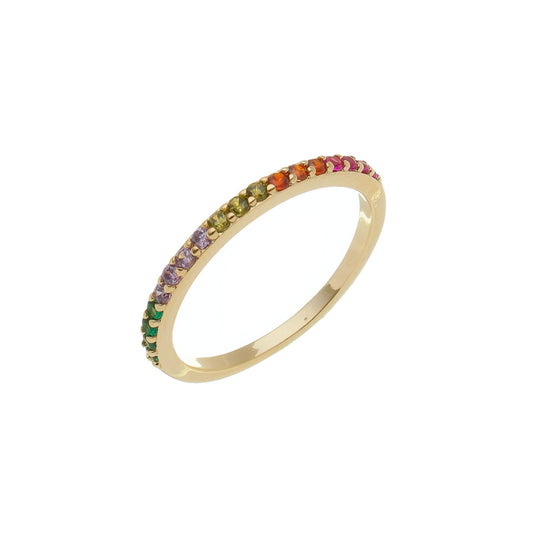 Anel Sofi Zircônias Coloridas Folheado a Ouro 18k