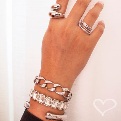 Anel Bruna Duas Voltas Zircônias Folheado em Ródio Branco