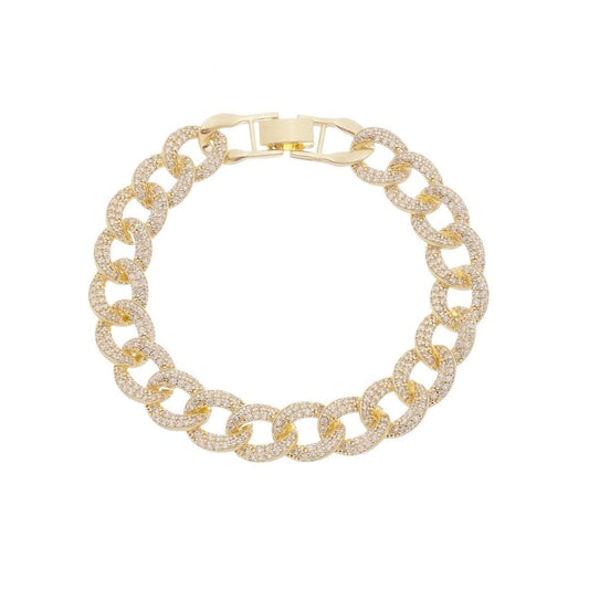 Pulseira de Elos Holly Zircônias Folheada a Ouro 18k