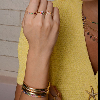 Anel Love Zircônias Coloridas Folheado a Ouro 18k