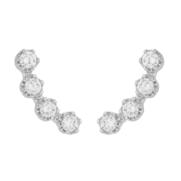 Brinco Ear Cuff July Zircônias Folheado em Ródio Branco