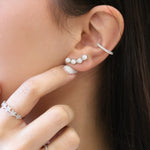 Brinco Ear Cuff July Zircônias Folheado em Ródio Branco