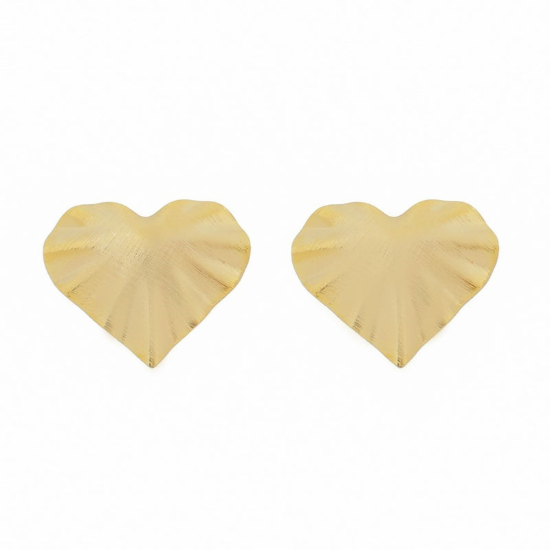 Brinco de Coração Clarice Texturizado Folheado a Ouro 18k