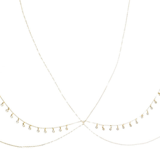 Body Chain Gipsy Mini Zircônias Folheado a Ouro 18k