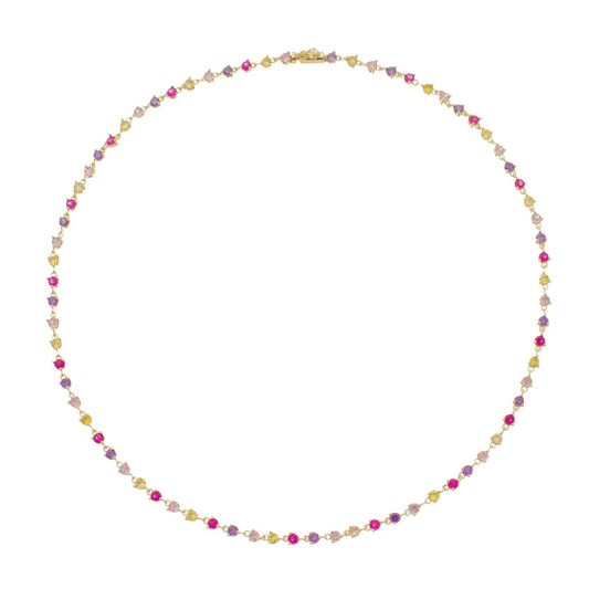 Colar Riviera Hillary Zircônias Coloridas Folheado a Ouro 18k