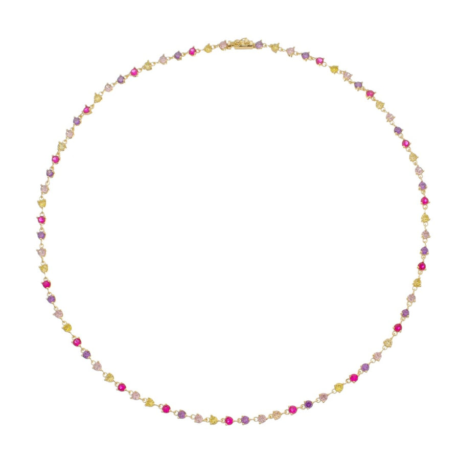 Colar Riviera Hillary Zircônias Coloridas Folheado a Ouro 18k
