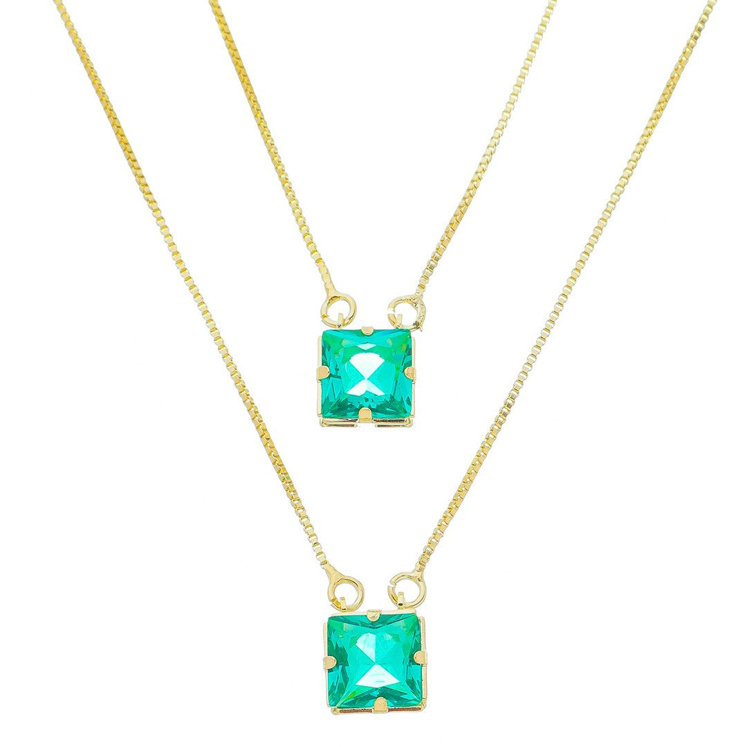 Escapulário Renata Zircônias Turmalina Folheado a Ouro 18k