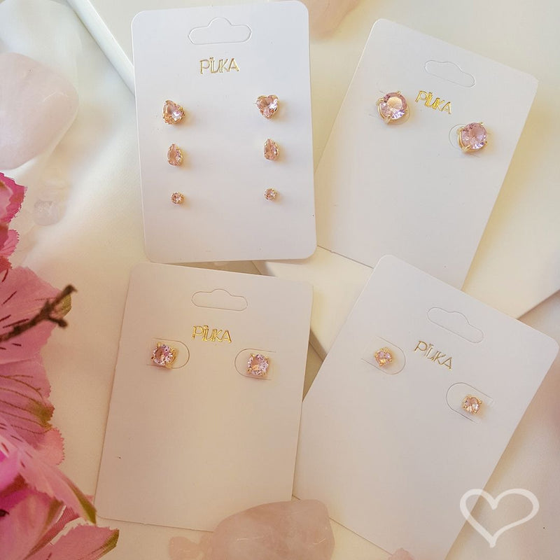 Brinco Ponto de Luz P Amor Hcc Zircônia Folheado a Ouro 18k