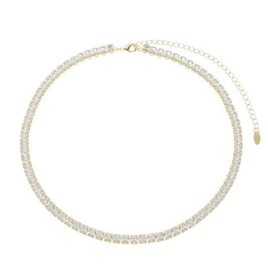 Choker Riviera Núbia Zircônias Quadradas Folheada a Ouro 18k