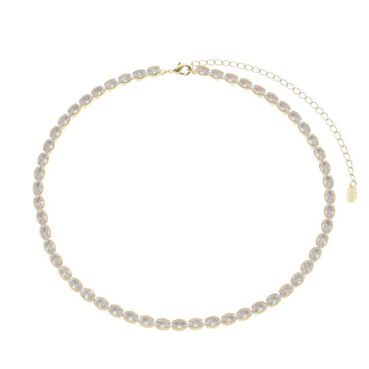 Choker Riveira Diana Zircônias Oval Folheada a Ouro 18k