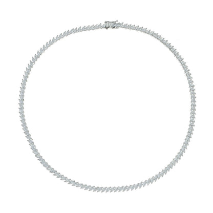 Colar Riviera Esther Zircônias Baguete Folheado em Ródio Branco