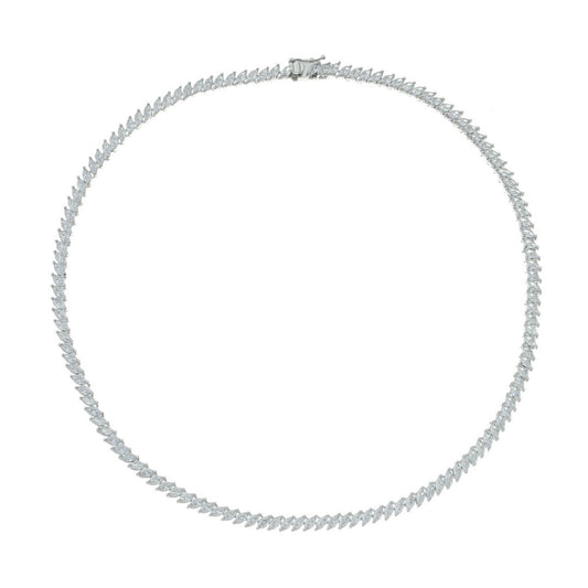 Colar Riviera Esther Zircônias Baguete Folheado em Ródio Branco