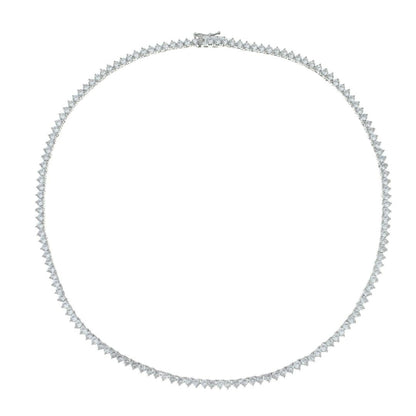 Colar Riviera Três Pontas Nat Mosca Zircônias Folheado em Ródio Branco