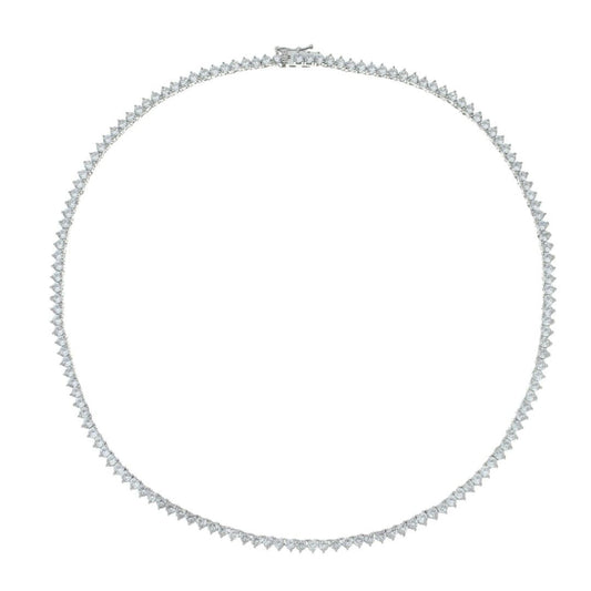 Colar Riviera Três Pontas Nat Mosca Zircônias Folheado em Ródio Branco