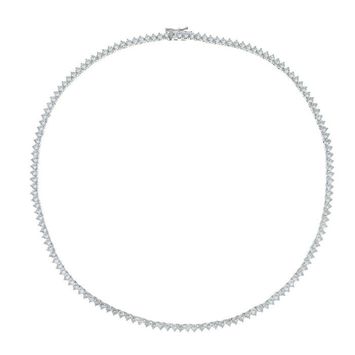 Colar Riviera Três Pontas Nat Mosca Zircônias Folheado em Ródio Branco