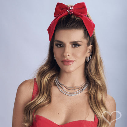 Colar Riviera Três Pontas Nat Mosca Zircônias Folheado em Ródio Branco
