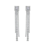 Brinco de Franjas Whitney Zircônias Folheado em Ródio Branco