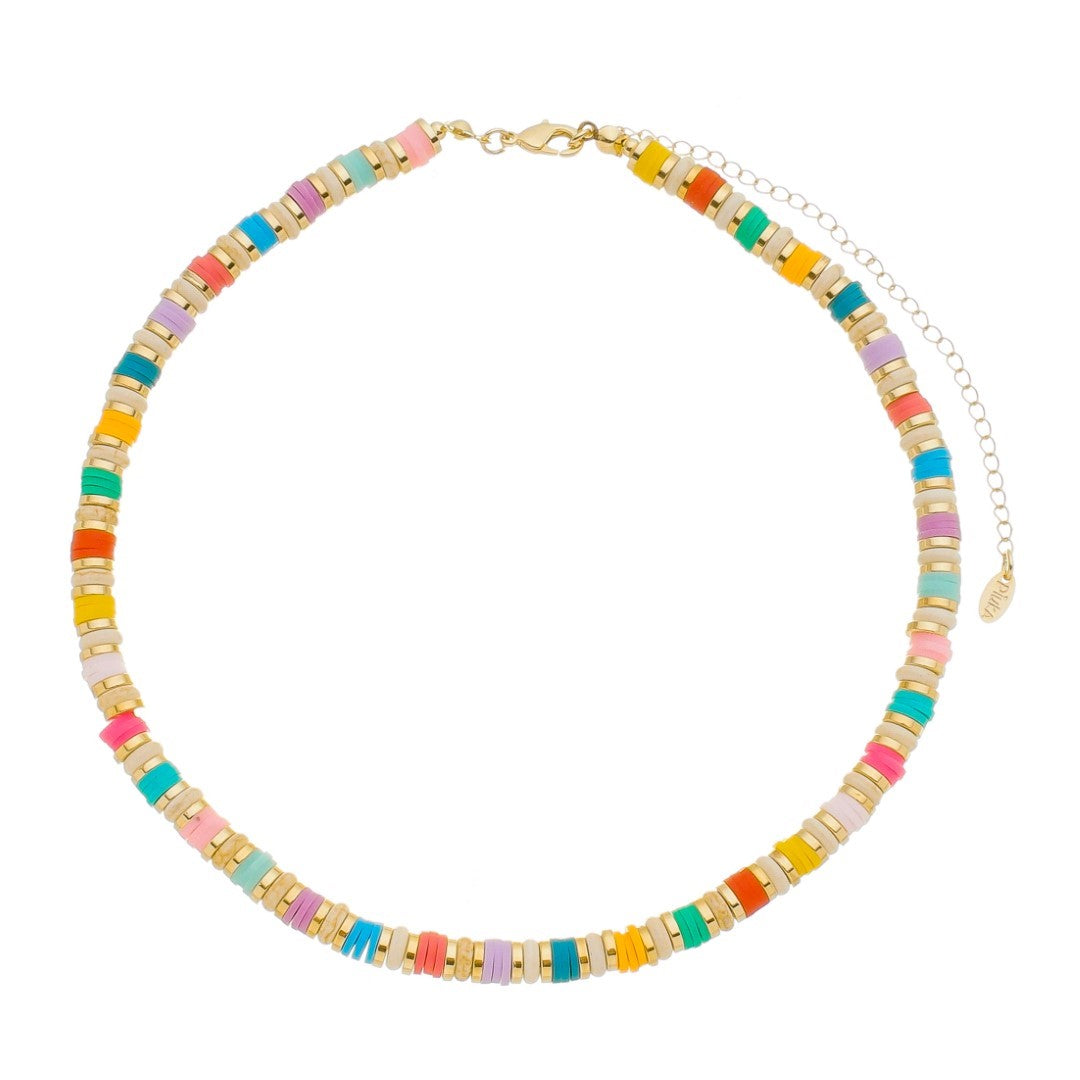 Choker Fanis Howlita Bege Fimos Coloridos