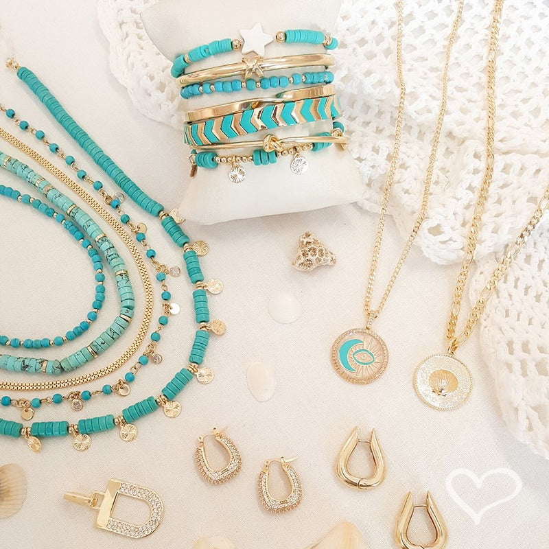 Choker Clara Howlita Natural Turquesa