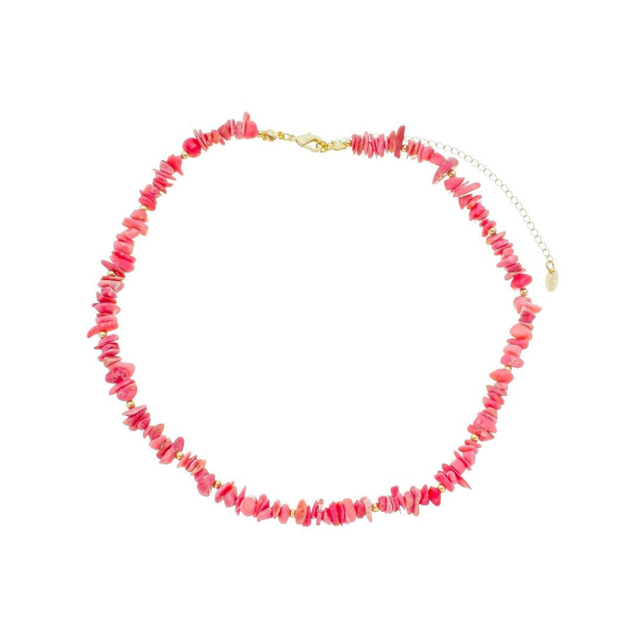 Colar Gisele Cascalho Pedra Natural Rosa