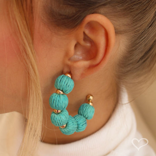 Brinco de Argola Carol Bolas Azul