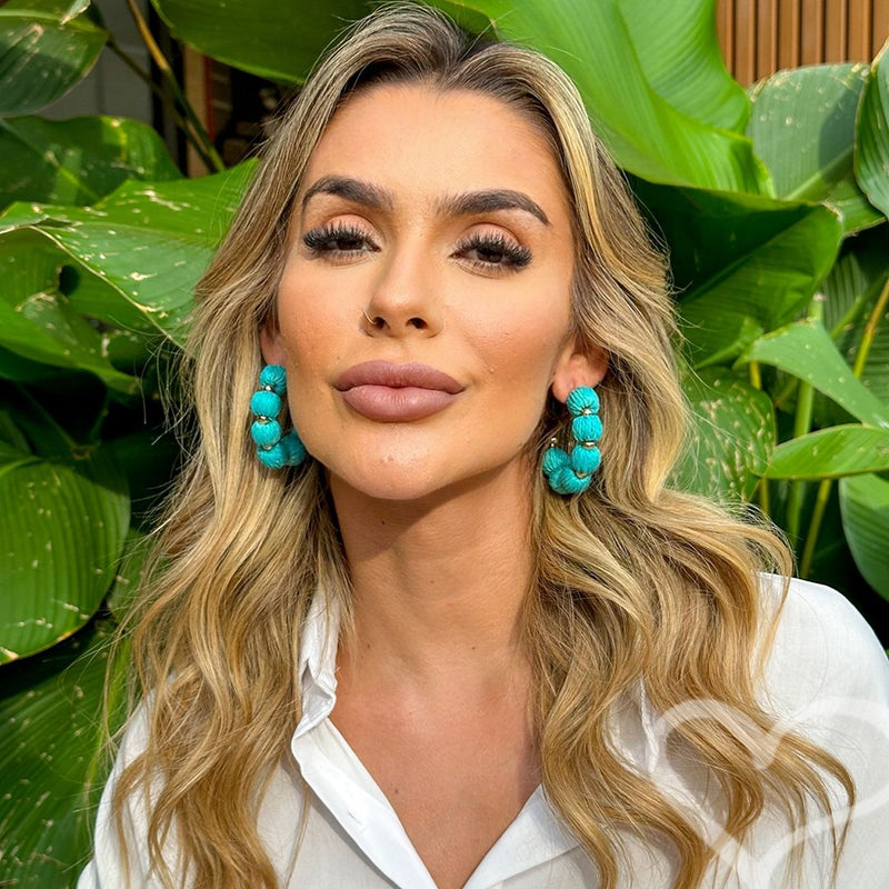 Brinco de Argola Carol Bolas Azul