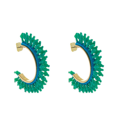 Brinco de Argola Demy Cristais e Miçangas Verde