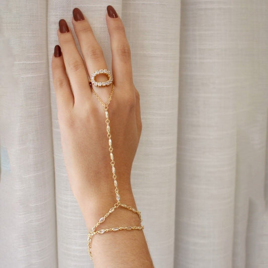 Pulseira de Mão Alana Zircônias Folheada a Ouro 18k