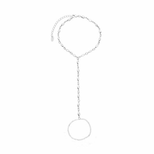 Pulseira de Mão Alana Zircônias Folheada em Ródio Branco