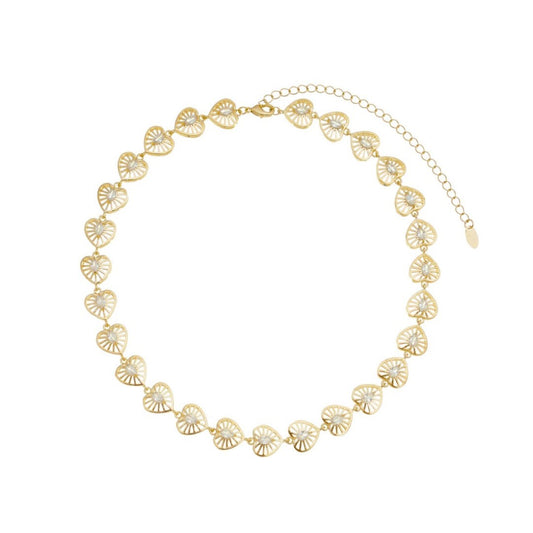 Choker Victória Coração Zircônias Folheada a Ouro 18k