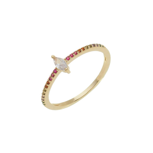 Anel Kate Navete Zincônias Coloridas Folheado a Ouro 18k
