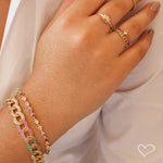 Anel Anne Coração Zircônias Coloridas Folheado a Ouro 18k