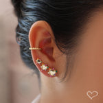Trio de Brinco Anne Coração Zircônias Coloridas Folheado a Ouro 18k