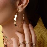 Anel Celeste Estrelas Zircônias Coloridas Folheado a Ouro 18k