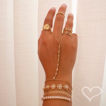 Anel Celine Losango Zircônias Folheado a Ouro 18k Piuka