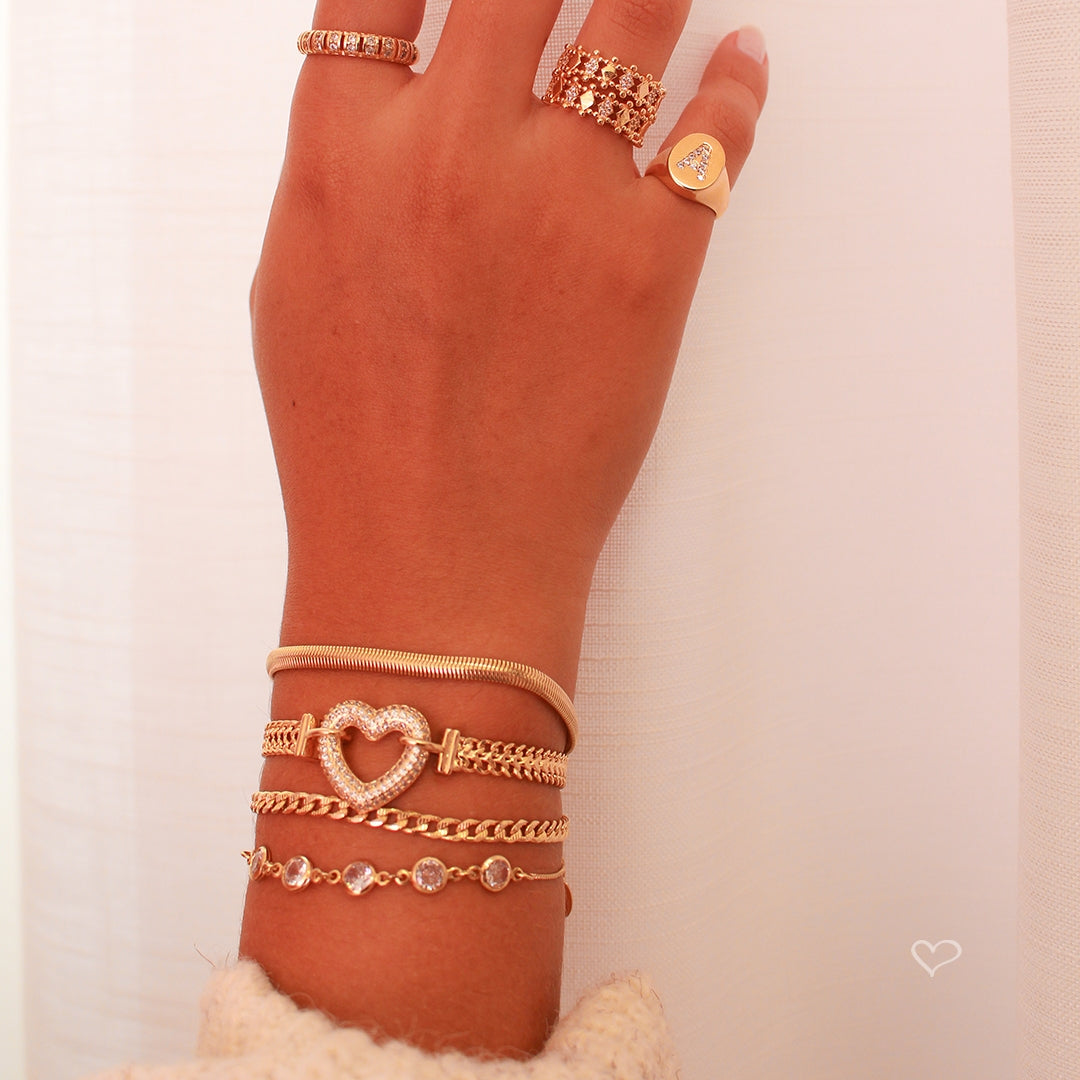 Anel Celine Losango Zircônias Folheado a Ouro 18k Piuka