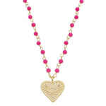 Colar Love Coração Olho Grego Zircônias Murano Pink Folheado a Ouro 18k