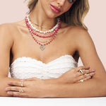 Colar Love Coração Olho Grego Zircônias Murano Pink Folheado a Ouro 18k